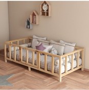 Resim zerkaconcept Lara Doğal Ahşap Montessori Çocuk Yatak Karyola Beşik Çam Ağacı - Model 1 - 80*130 