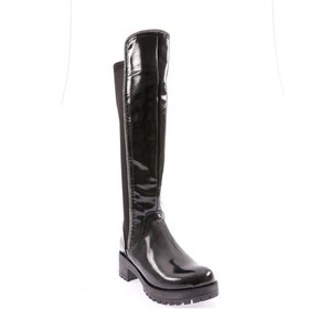 Resim Dgn 608-22k Kadin Yan Taşli Şerit Arkasi Stretch Kalin Taban Çizme 608-1557-R1645 Siyah Rugan 