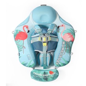 Resim Mambobaby Yüzme Simidi - Mavi Flamingo, Emniyetli, Gölgelikli ve Ayak Destekli 