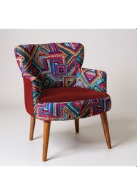 Resim Azra Mobilya Modern Tasarım Dijital Baskılı Babyface Kumaş Berjer Renkli Desen Tekli Koltuk - Bordo Bordo 