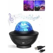 Resim Bfs Masa Ve Gece Lambası Renkli Projektör Işıklı Disko Topu Bluetooth Hoparlör Çok Renkli 