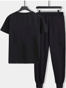 Resim Unisex Kalp 2'li Eşofman Takımı Siyah 