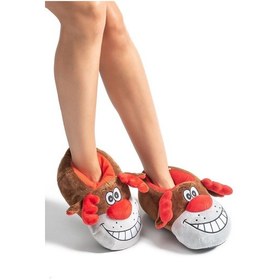 Resim Twigy Happy Unisex Hayvanlı Panduf Kahverengi 36/43 AA0632 