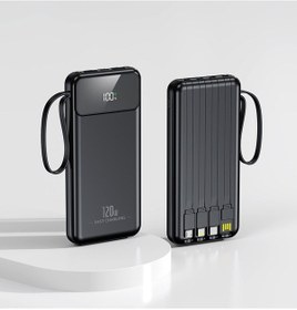Resim Kablolu Büyük Kapasiteli Taşınabilir Güç Bankası,süper Hızlı Şarj Siyah 