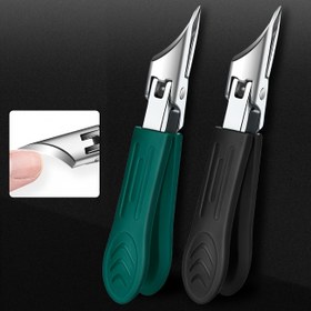 Resim Kalın/İçe Batık Tırnaklar için 25° Eğimli Bıçaklı Modern Paslanmaz Çelik Ayak Tırnağı Makası - Kaydırmaz Ergonomik Tutuş, Siyah & Yeşil (Bayramlık Yeşil Sap) - Pedikür Tırnak Bakım Aracı 