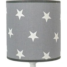 Resim Şenay Aydınlatma Çocuk Odası Masa Lambası Kumaş AbajurGri Yıldız 