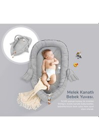 Resim Melek Kanatlı Babynest Bebek Yatağı-gri, İlk Yatağım, Oyuncak Barlı Bebek Yuvası 