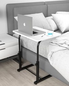 Resim Depolife Yükseklik Ayarlı Laptop Sehpası Kahvaltı Ders Çalışma Bilgisayar Ofis Yemek Çocuk Masası Metal Ayak, beyaz-siyah-eğimsiz 