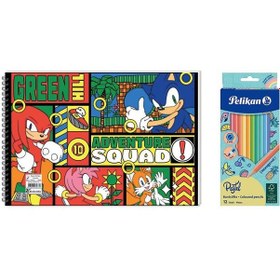 Resim Sonic 17 25 15 Yp. Spiralli Resim Defteri - Pelikan Pastel Renkler 12li Kuru Boya 2'li Set 3 Çok Renkli 