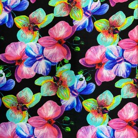 Resim PREMIUM VİSKON - SİYAH ZEMİNE RENKLİ ÇİÇEK 