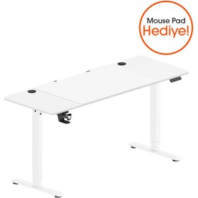 Resim Adore Mobilya Adore Gaming Elevator-X Yükseklik Ayarlı Oyuncu Masası - Beyaz 160x72-117x75 cm 