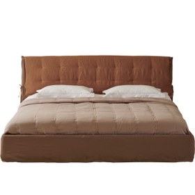 Resim Gala Bed 200 - Linen Look-Grey / Removable Cover / With Storage 