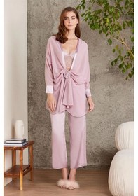 Resim Pierre Cardin 7025 Kadın Rose 4'lü Saten Takım Gelin Set Rose 