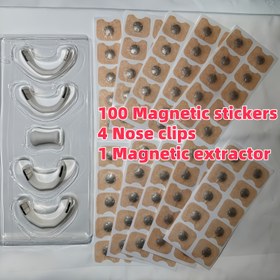 Resim 100/40 Manyetik Etiketler + 4 Burun Klipsi + 1 Manyetik Çıkarma Burun Genişletici, Dış Burun Yamasları, Nefes Al Burun, Manyetik Burun Kayışları, Burun Nefes Genişletici, Erkekler ve Kadınlar İçin Uygun, Beyaz Set 