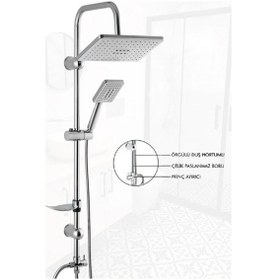 Resim Beyaz Rusya Yeni Nesil Siyah Robot Tepe Yağmurlama Duş Seti Duş Başlığı Duş Hortum Krom 