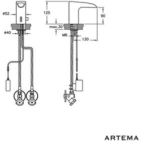 Resim Artema Aquasee A47076 Şelale Akışlı Çift Su Girişli Elektrikli Fotoselli Lavabo Bataryası - 9096689656905 