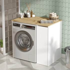 Resim Robin Home Diana Çamaşır Makinesi Dolabı Çekmeceli Keçe-Beyaz 