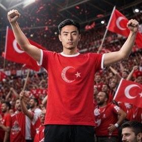 Resim Türkiye Baskılı Unisex Kırmızı Günlük Stil T-Shirt 26DU0003-KRM 