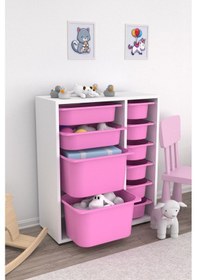 Resim Zen Çok Amaçlı Oyuncak Dolabı 10 Sepetli - Pembe 2d2k6u Pembe 