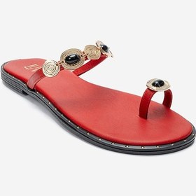 Resim Luvishoes Martınez Kırmızı Tokalı Hakiki Deri Kadın Parmak Arası Terlik 