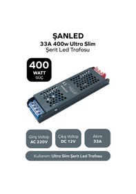 Resim 400w 33a Ultra Slim Şerit Led Trafosu 5 Amper 12 Volt 