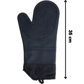 Resim Kitchen Design Lab Siyah Silikon Yanmaz Yapışmaz Mutfak Fırın Eldiveni Döküm Tencere Sahan Tutacak 35CM Siyah 