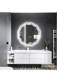 Resim Envara Beyaz Led'li Lazer Kumlamalı Lavabo & Banyo Aynası Dokunmatik Sensörlü 70 X 70 