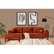 Resim Tasarım Nero Kadife Köşe Koltuk, Kiremit, 250X160, Sol Köşe 