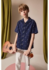 Resim DeFacto Erkek Çocuk Oversize Geniş Kalıp Polo Yaka Brode Kısa Kollu Gömlek D8339A825SMNV248 