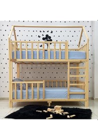 Resim Markaawm Markaawm Montessori Yatak Çatılı Doğal Ahşap Ranza Karyola Akçaağaç 