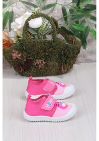 Resim Fort 3356 Gz Kuş Figürlü Anaokulu Kreş Ev Kız Çocuk Keten Panduf Ayakkabı Fuşya 