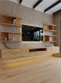 Resim Resital Ledli Duvara Monte Tv Sehpası - Çam - W6013-6 Çam 