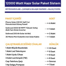 Resim NASAENERJİ 12 Kw 12000 Watt Güneş Enerjisi Hazır Solar Paketi - Half Cut Güneş Panelli 