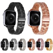 Resim Sones iOS UyumluWatch 2 42mm 3 Boncuklu Şerit Metal Saat Kordonu 