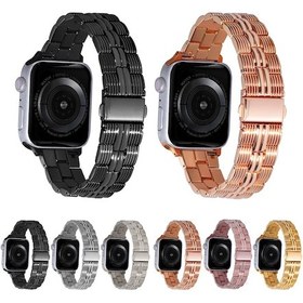 Resim Sones iOS UyumluWatch 2 42mm 3 Boncuklu Şerit Metal Saat Kordonu 