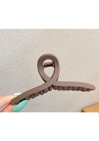 Resim Mandal Toka İthal Ürün Fiyonk Büyük Boy 13 Cm Mat Vizon Saç Tokası Kahverengi 