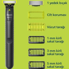 Resim Philips Oneblade QP1624/10 Siyah Tıraş Makinesi Ek Başlık ile Kablosuz Kullanım Özelliği 