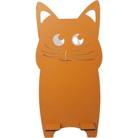Resim Be Cat Kedi Görselli Cep Telefonu Tutucu & Telefon Standı Sevimli Kedi Model Ahşap Telefon Sabitleyici 