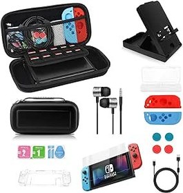 Resim Vaparinckl Carrying Case for Nintendo Switch, Portable Protective Travel Switch Case Accessories Kit Bundle with Adjustable Stand, Games Cartridges, Clear Cover Case, Game Case, Joy-con Grips 