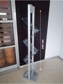 Resim Özfiliz Mağaza Ekipmanları Alüminyum Pleksi Broşür Taşıyıcı Broşürlük, 4 Katlı ve 5 Katlı Broşürlük Reklam Tanıtım Stand Afiş 