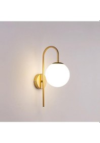 Resim Ömür Avize Dolunay Gold Kasa Beyaz Camlı Tekli Aplik 