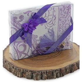 Resim Gelin Damat Bohçasına Uygun Hediyelik Kutulu İnci Tesbihli Çeyizlik Seccade Seti Mor 001 