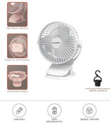 Resim MASLİNG Masaüstü Şarjlı Klipsli 360 Derece Dönen Portatif Fan Vantilatör Şarjlı Klipsli Soğutucu MAS-83 