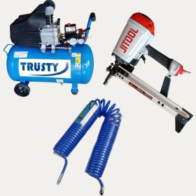 Resim Jitool CS26/38 Havalı Beton Çivi Çakma Tabancası+Trusty 50 Litre Yağlı Sesli Kompresör+15 Metre Poliüraten Hortum ve Aparatlar 