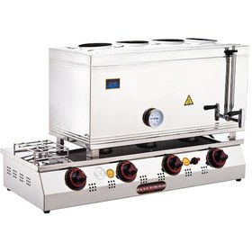 Resim Işıkgaz Silverinox 85 Lik Lpg Tüplü 60 Litre 4 Demlikli Çay Kazan 