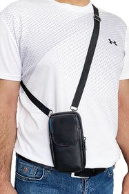 Resim Lederax Hakiki Deri Telefon Bölmeli Bel Ve Göğüs Çantası 