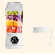 Resim Fochsia Usb Taşınabilir El Blenderı 530ml Beyaz Dijital Ekran Paslanmaz Bıçak 