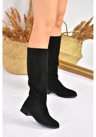 Resim Fox Shoes Siyah Süet Düz Taban Günlük Kadın Çizme L726600902 Siyah-süet 