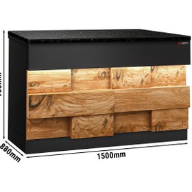 Resim Kasa Bankosu TORONTO - 1500mm - Ahşap Ön Panel - Siyah Granit Çalışma Tezgahı 