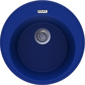 Resim Polex Cristalüx Granit Evye P-06 Mavi Tezgah Altı Ve Tezgah Üstü Oval Mutfak Evyesi 51.5x51.5 CM 